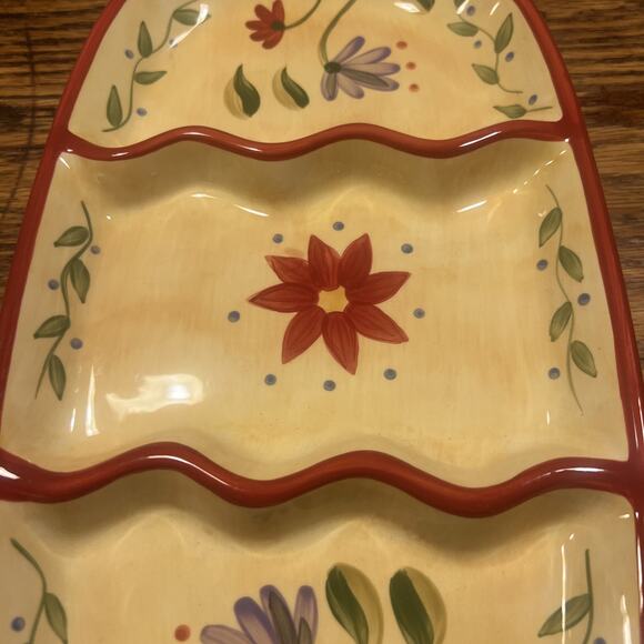 RARE Pfaltzgraff NAPOLI 14” 3-part Divided Snack Plate / Tray + Handles PERFECT - Picture 5 of 11